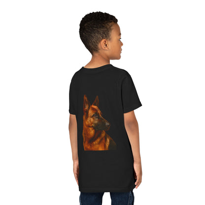 German Shepherd Head Youth Unisex Short Sleeve Crewneck Tee