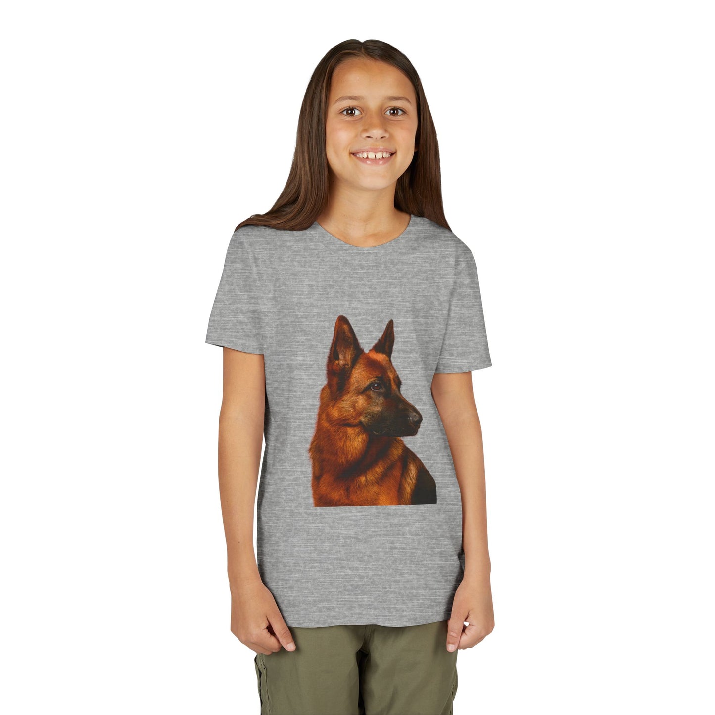 German Shepherd Head Youth Unisex Short Sleeve Crewneck Tee