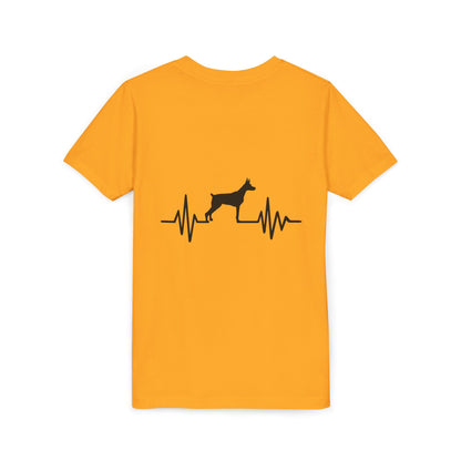 My Heart Beats For Dobermans Youth Unisex Short Sleeve Crewneck Tee