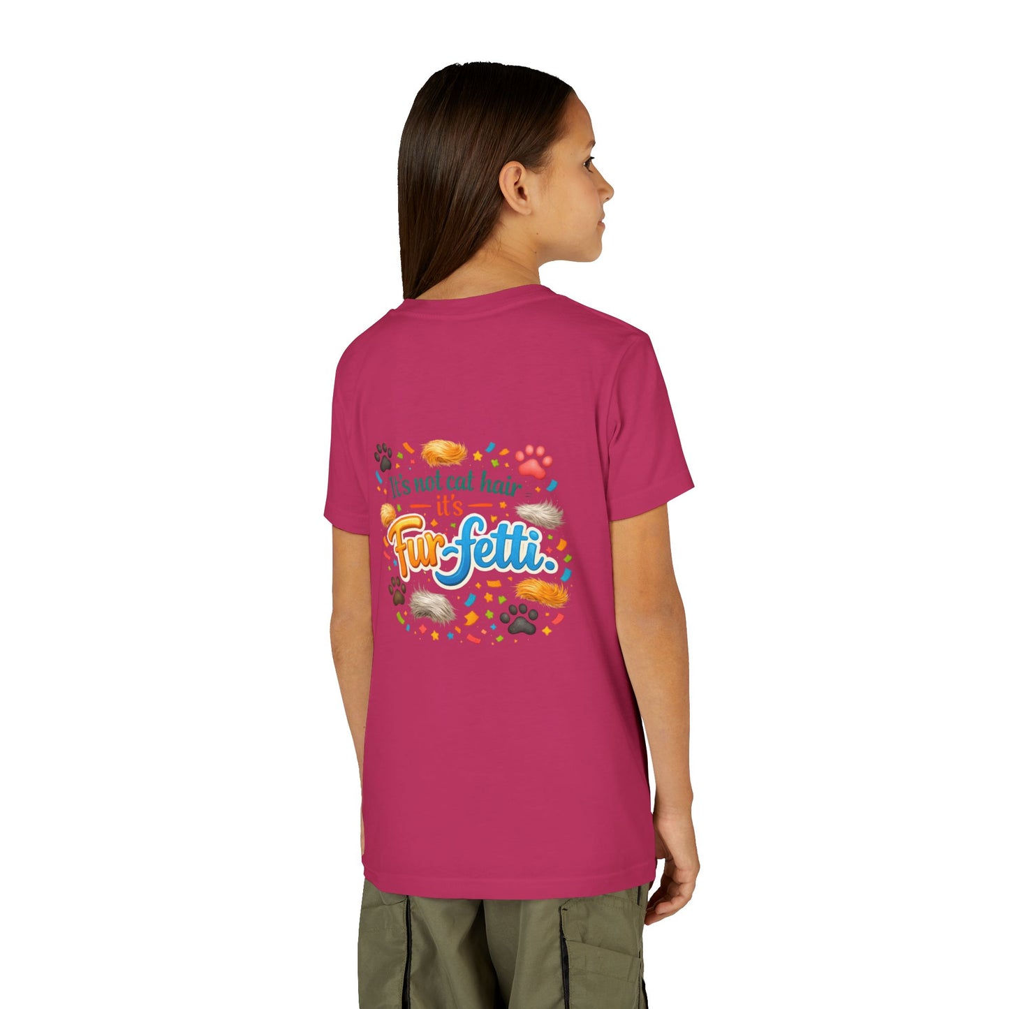 Fur-Fetti Cat Youth Unisex Short Sleeve Crewneck Tee