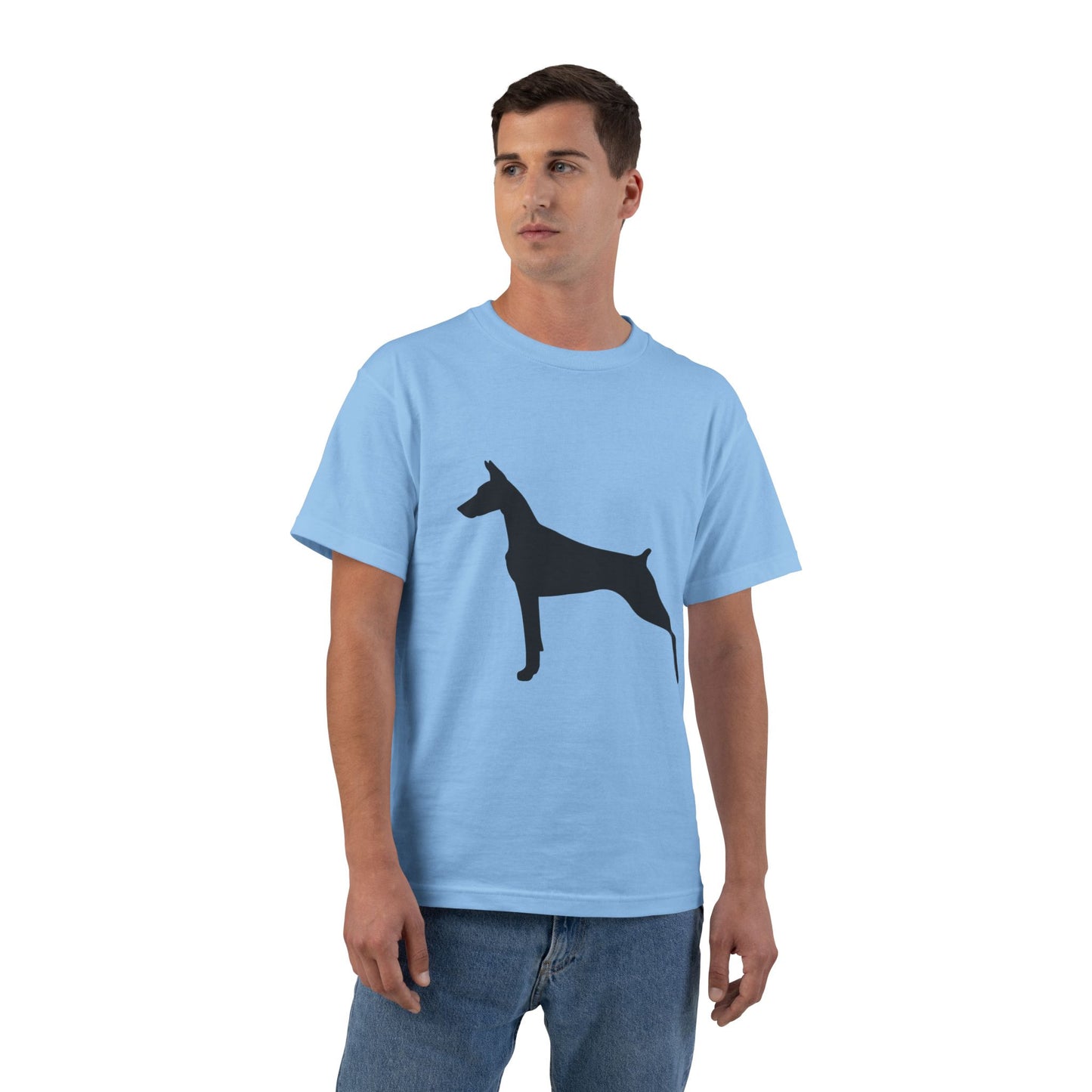 Doberman Silhouette Men's Short-Sleeve Crewneck Tee