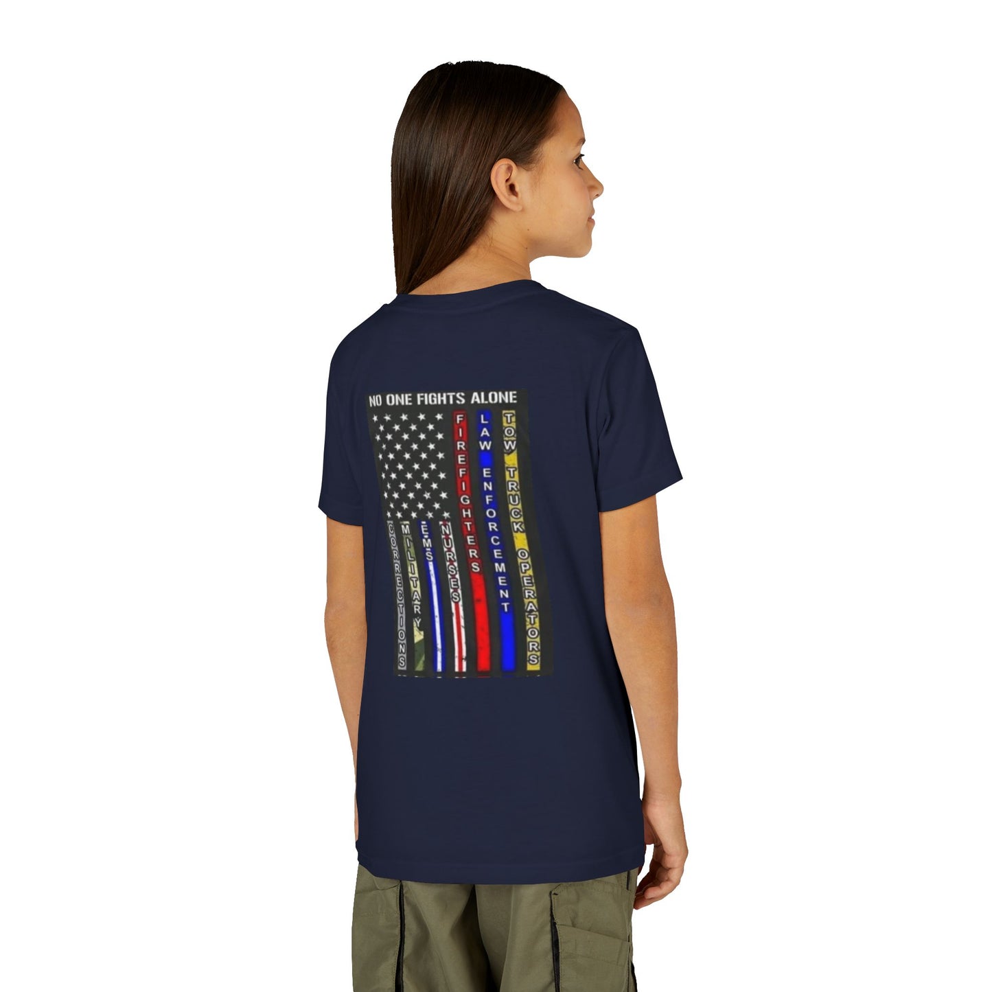 No One Fights Alone Youth Unisex Short Sleeve Crewneck Tee