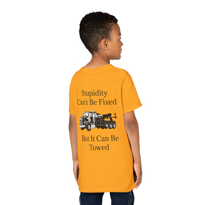 Stupidity Heavy Tow Truck Youth Unisex Short Sleeve Crewneck Tee
