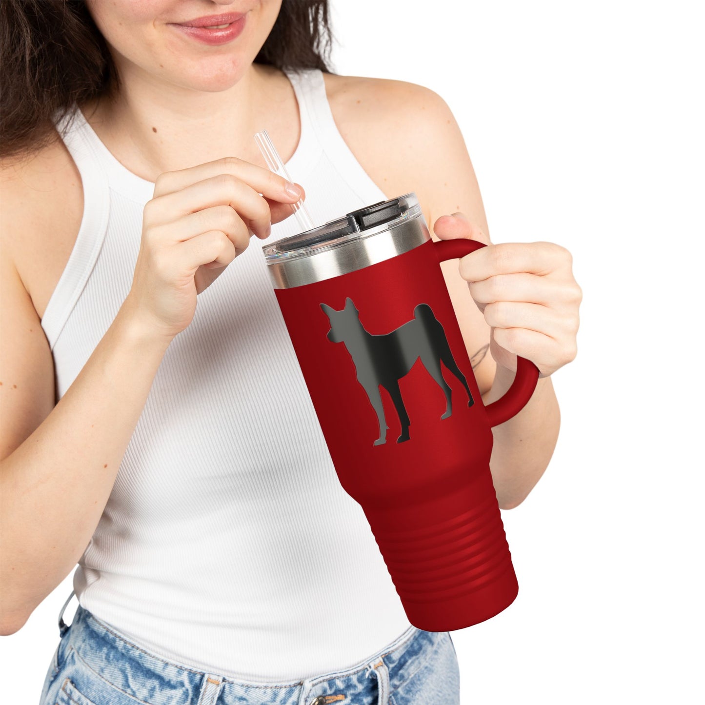 Basenji Silhouette Insulated Travel Mug