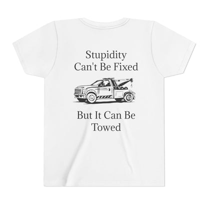 Stupidity Wheel Lift Tow Truck Youth Unisex Short Sleeve Crewneck Tee