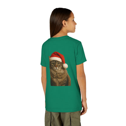 Santa Paws Cat Youth Unisex Short Sleeve Crewneck Tee