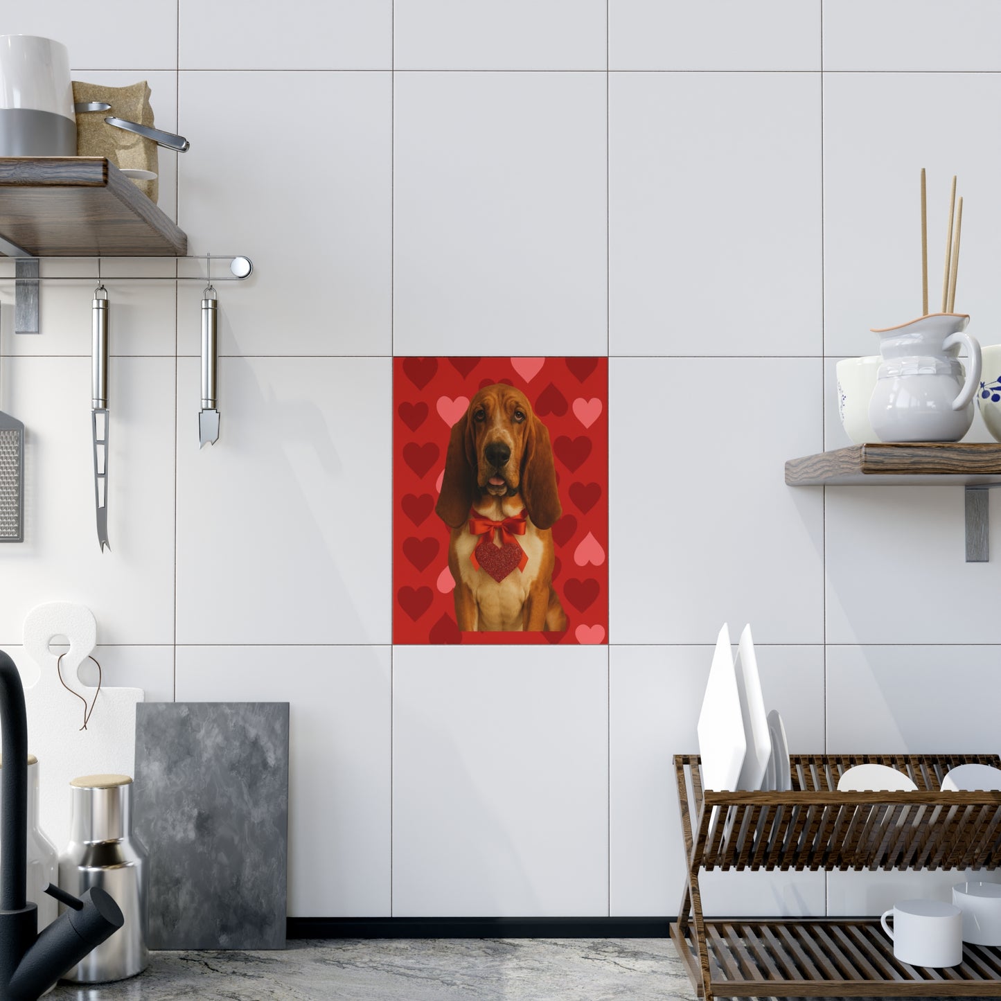 Cupid's Companion Basset Ceramic Photo Tile