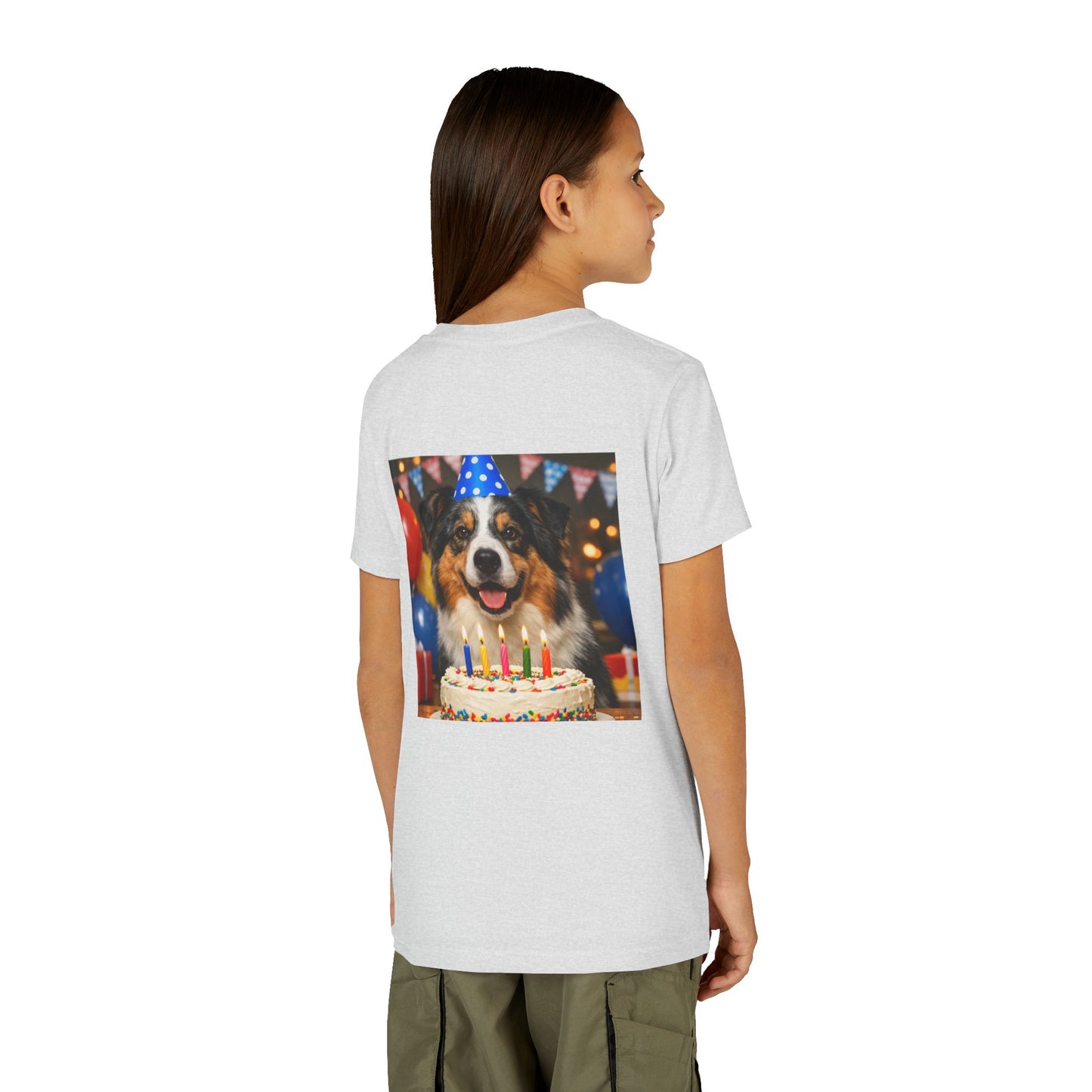 Birthday Buddy Aussie Youth Unisex Short Sleeve Crewneck Tee