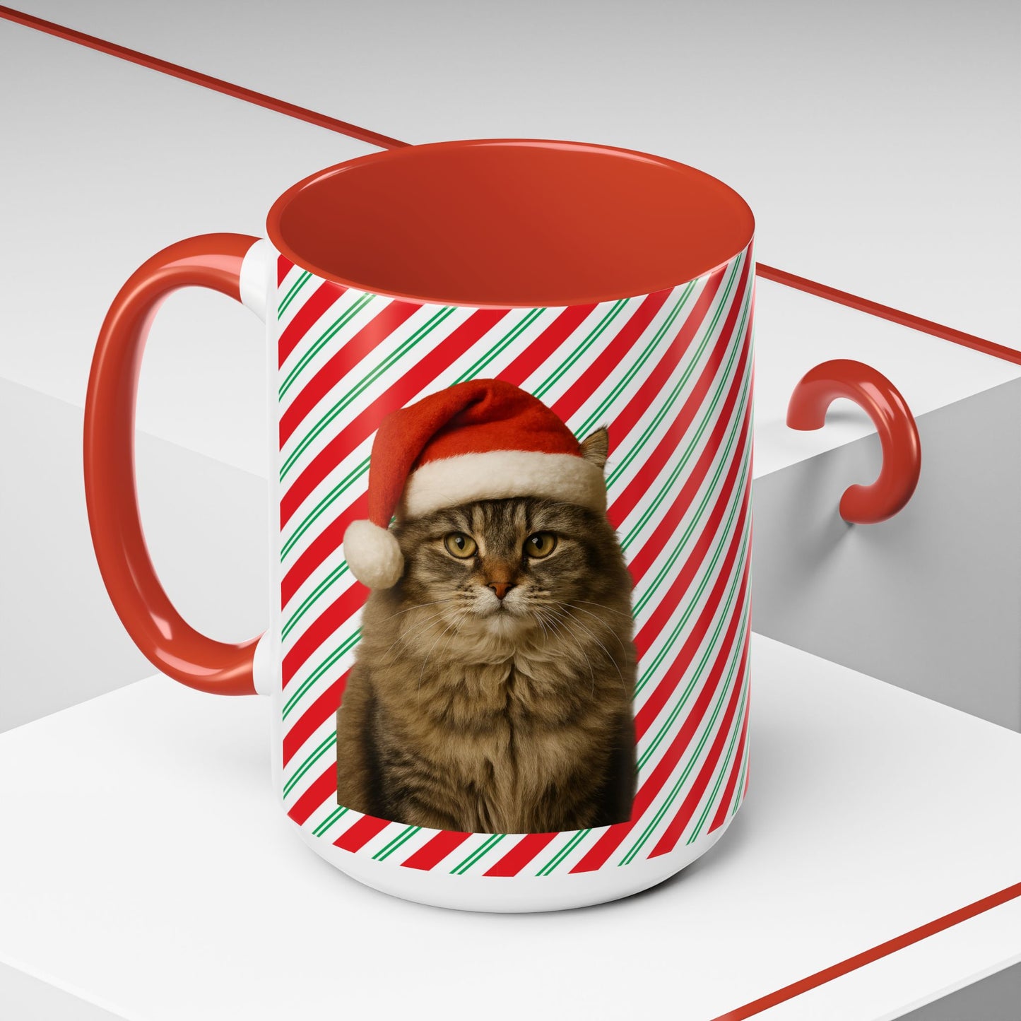 Santa Paws Cat 2-Tone Coffee Mug