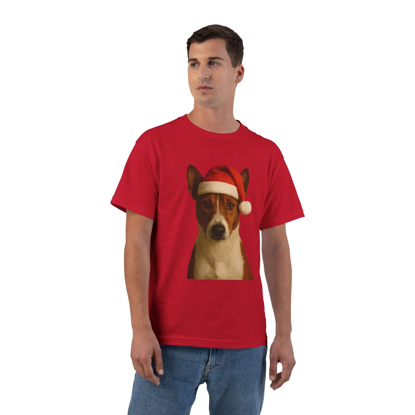 Santa Paws Basenji Men's Short-Sleeve Crewneck Tee