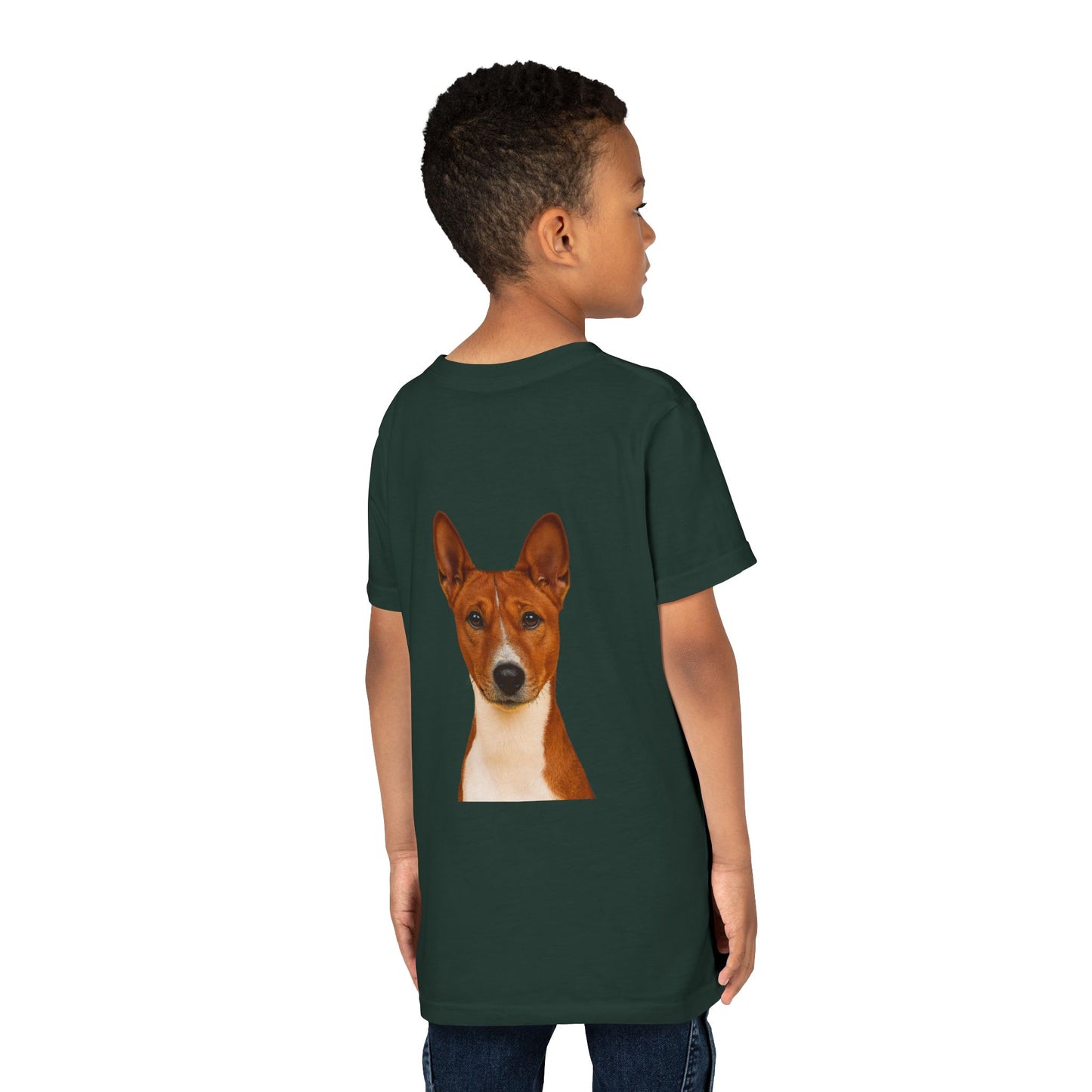 Basenji Head Youth Unisex Short Sleeve Crewneck Tee