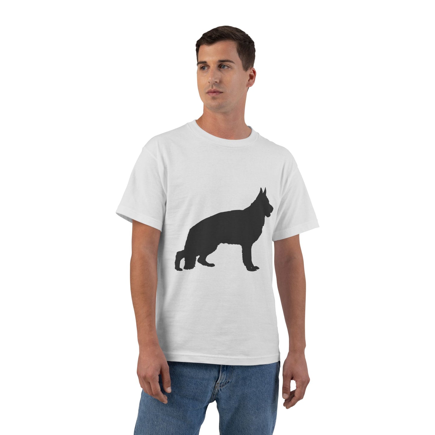 German Shepherd Silhouette Men's Short-Sleeve Crewneck Tee