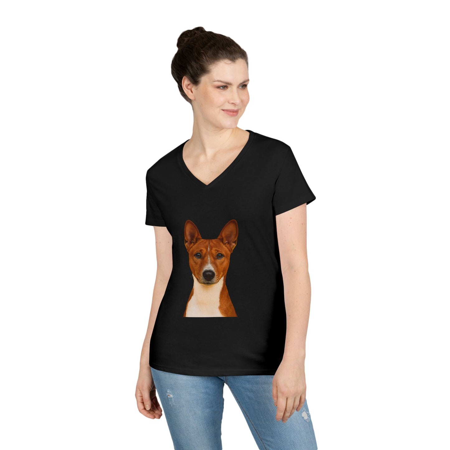 Basenji Head Women's V-Neck T-Shirt