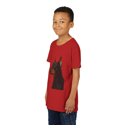 Doberman Head Youth Unisex Short Sleeve Crewneck Tee