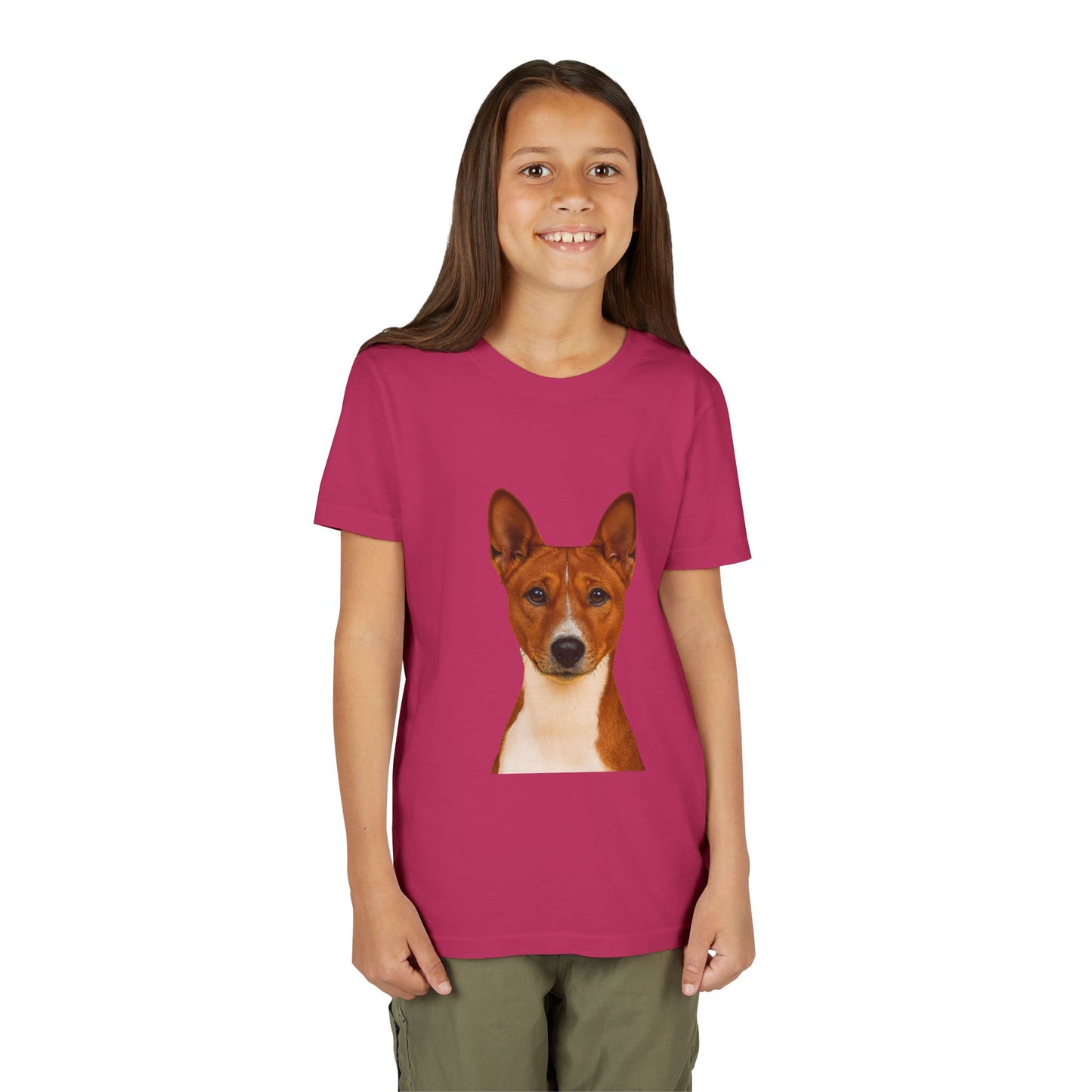 Basenji Head Youth Unisex Short Sleeve Crewneck Tee
