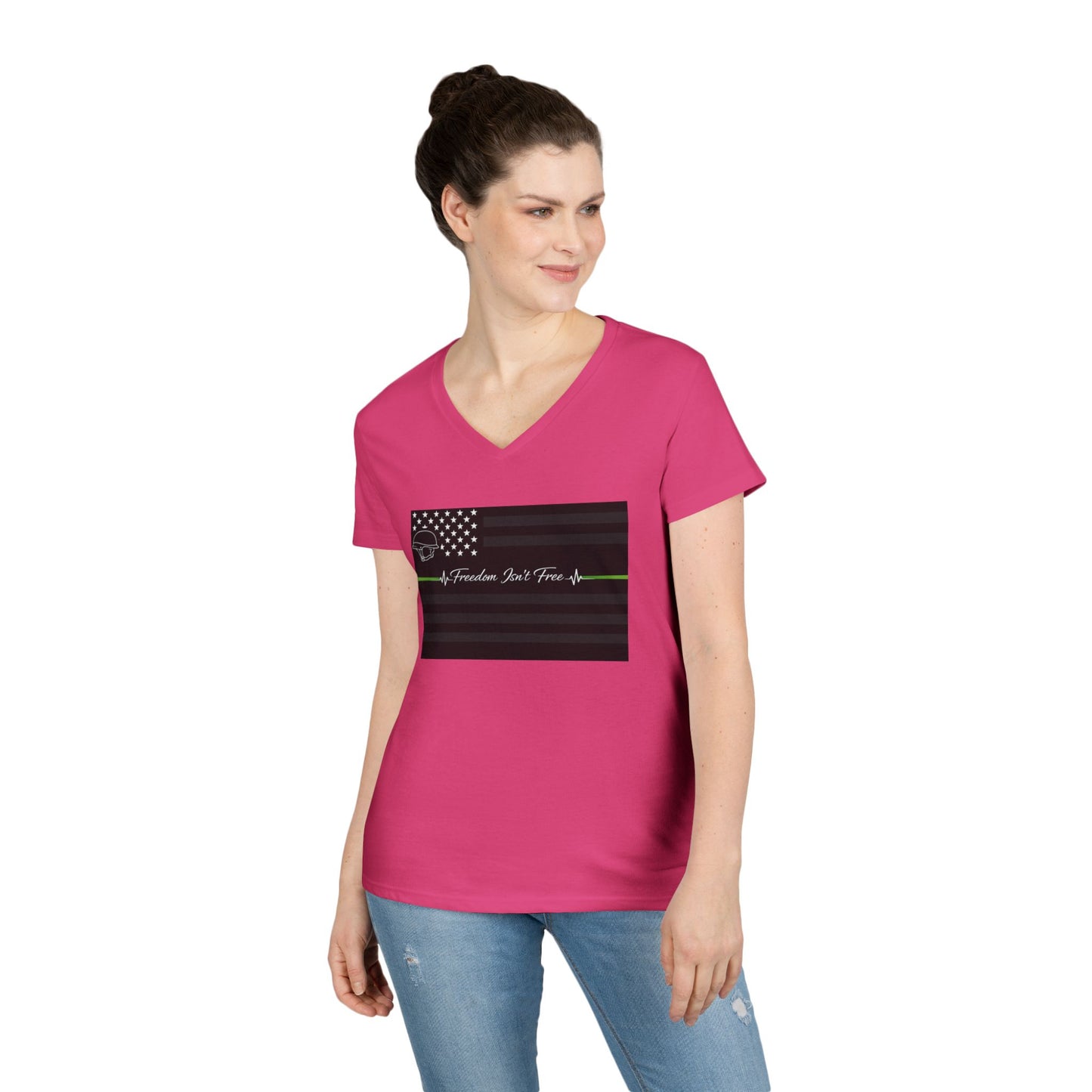 Thin Green Line Women's V-Neck T-Shirt