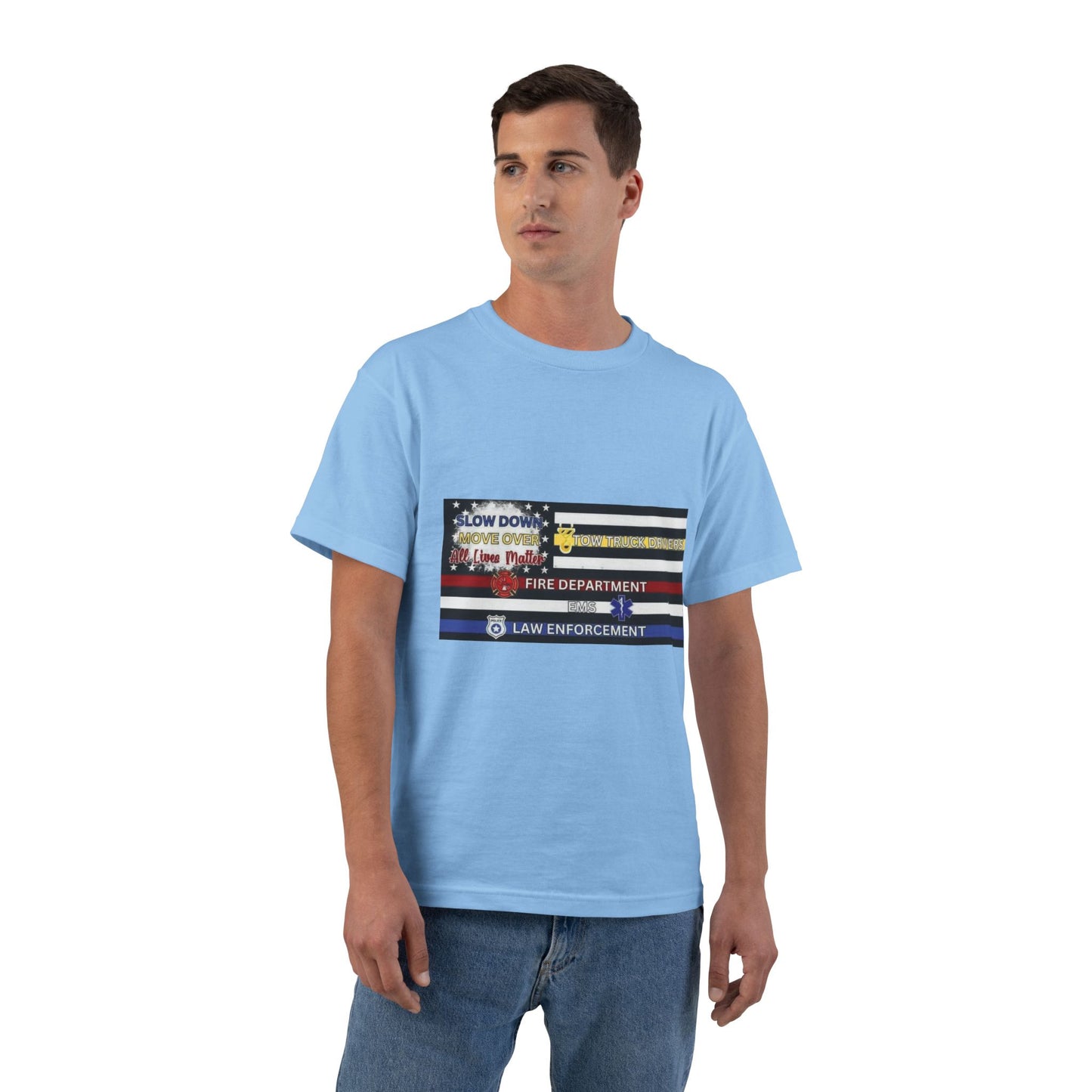 Slow Down Move Over Flag Men's Short-Sleeve Crewneck Tee