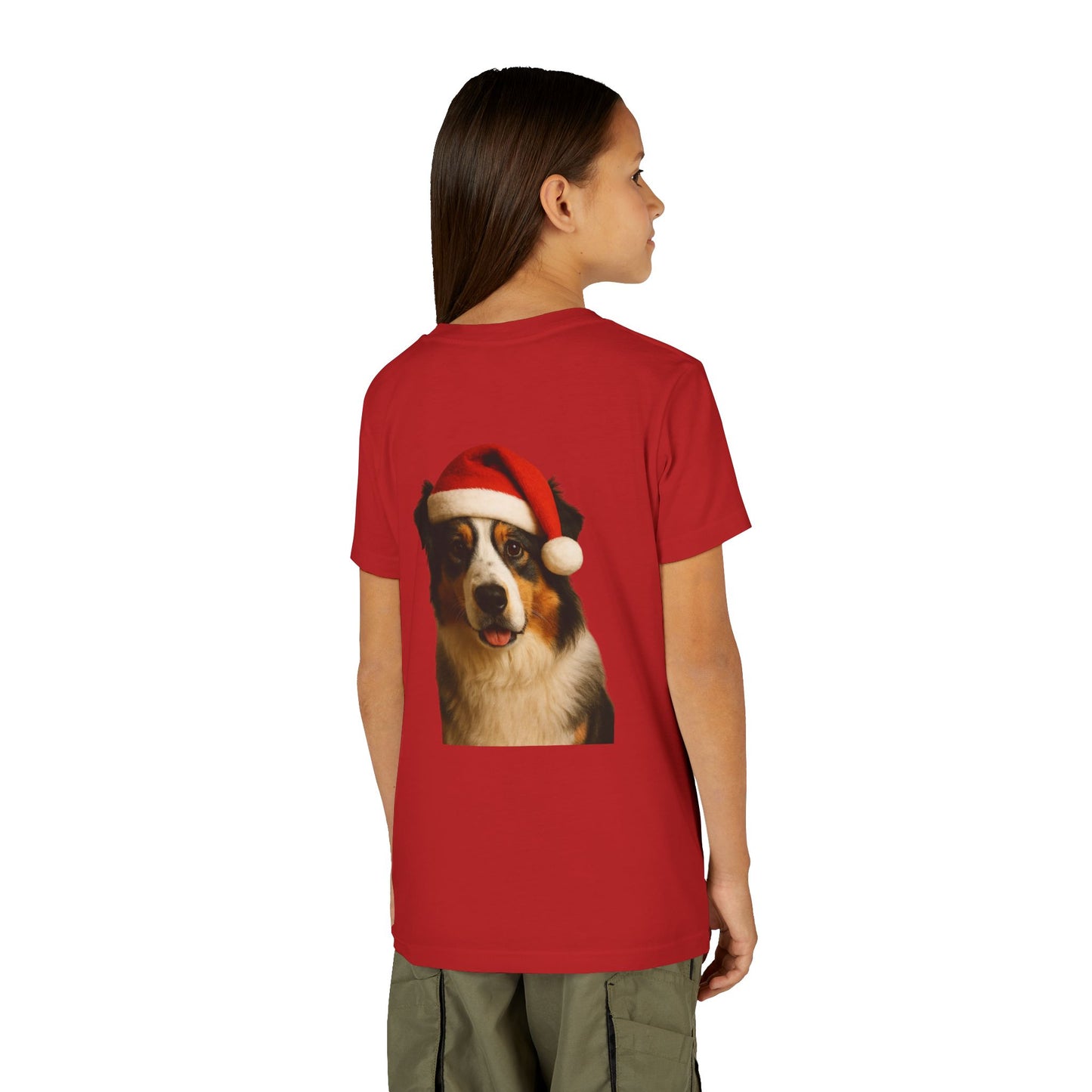 Santa Paws Aussie Youth Unisex Short Sleeve Crewneck Tee