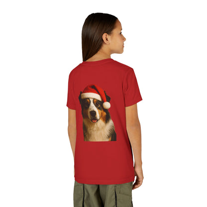 Santa Paws Aussie Youth Unisex Short Sleeve Crewneck Tee