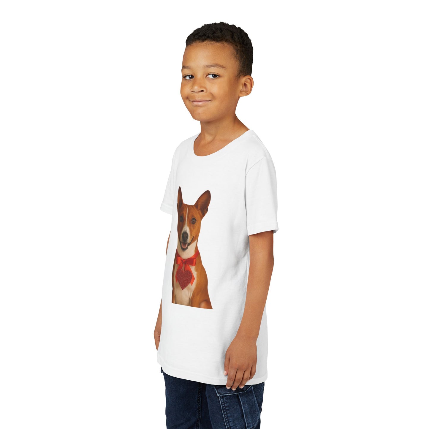 Cupid's Companion Basenji Youth Unisex Short Sleeve Crewneck Tee