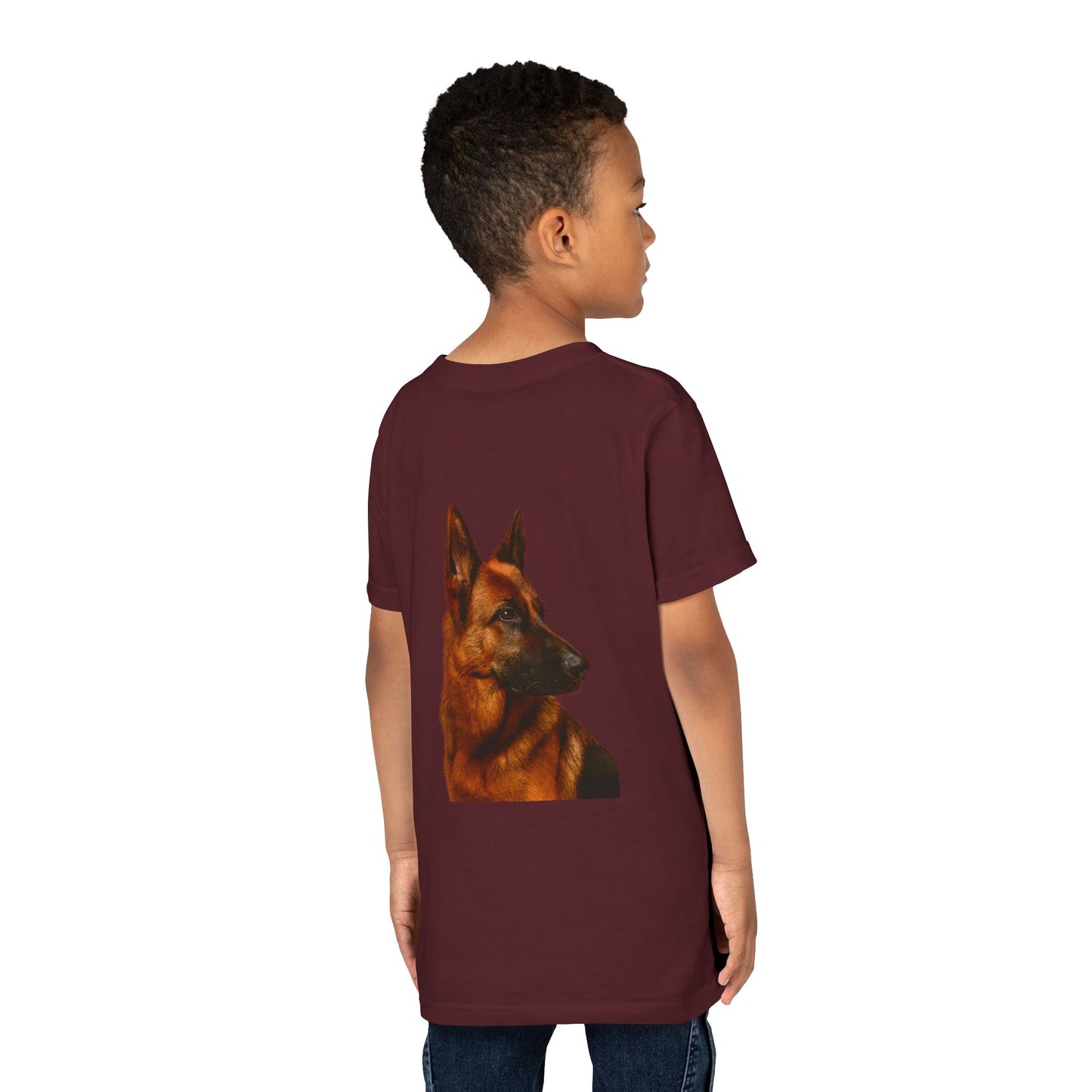 German Shepherd Head Youth Unisex Short Sleeve Crewneck Tee