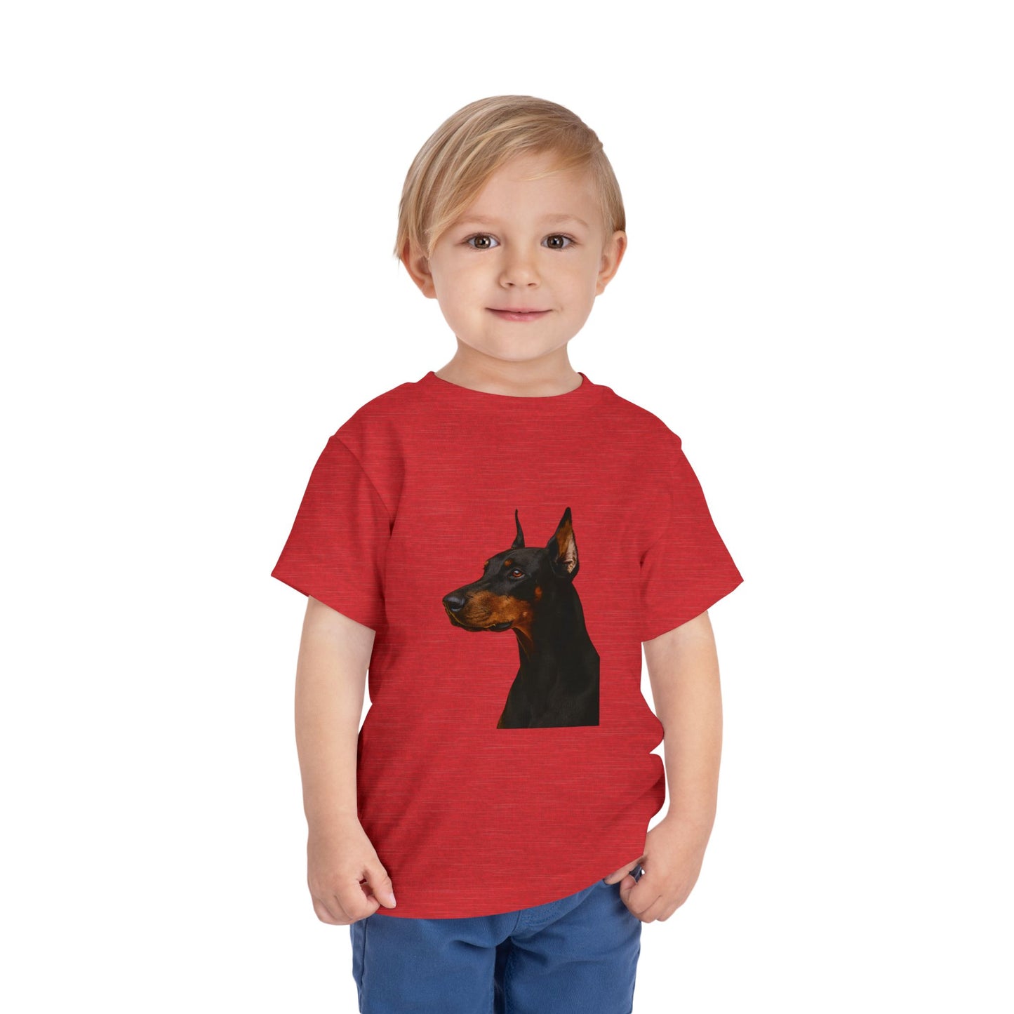 Doberman Head Toddler Unisex Short Sleeve Crewneck Tee