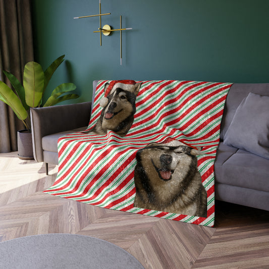 Santa Paws Malamute Crushed Velvet Blanket