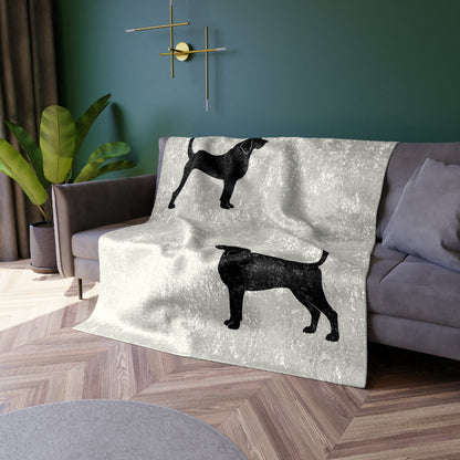 Bloodhound Silhouette Crushed Velvet Blanket