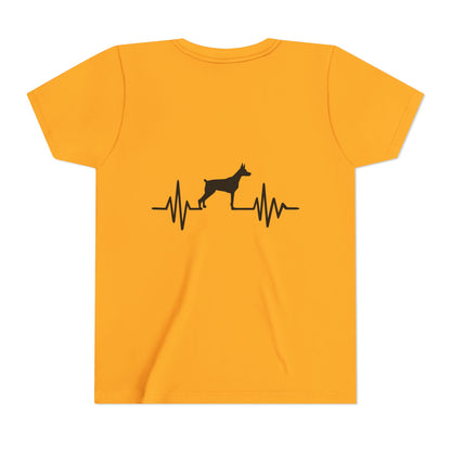 My Heart Beats For Dobermans Youth Unisex Short Sleeve Crewneck Tee