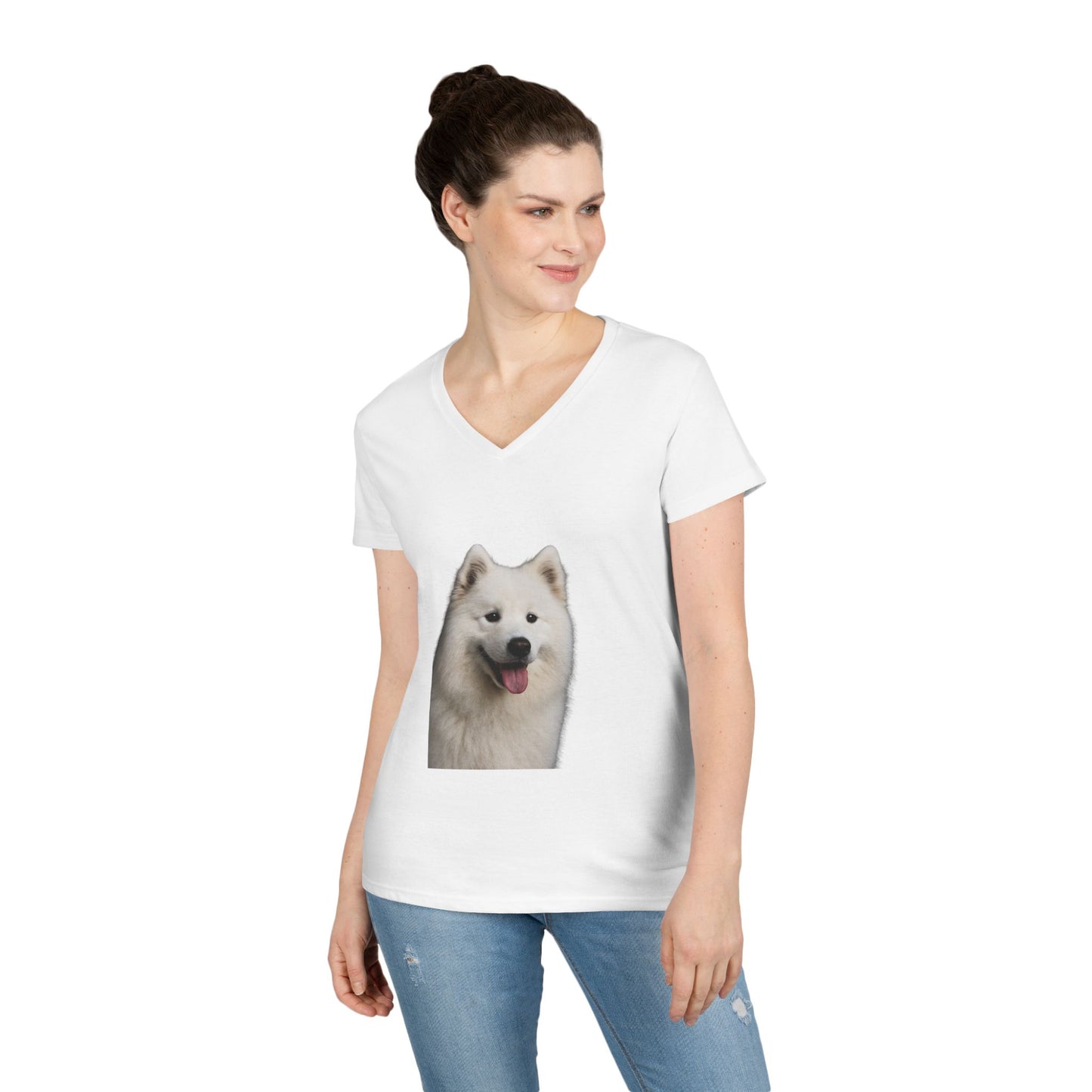 Samoyed Head Women's V-Neck T-Shirt
