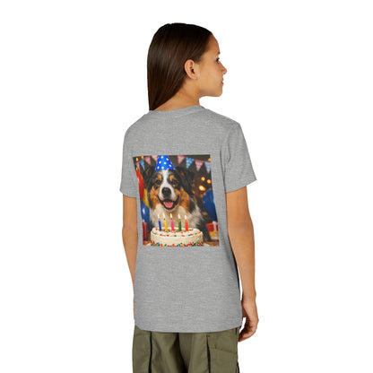 Birthday Buddy Aussie Youth Unisex Short Sleeve Crewneck Tee