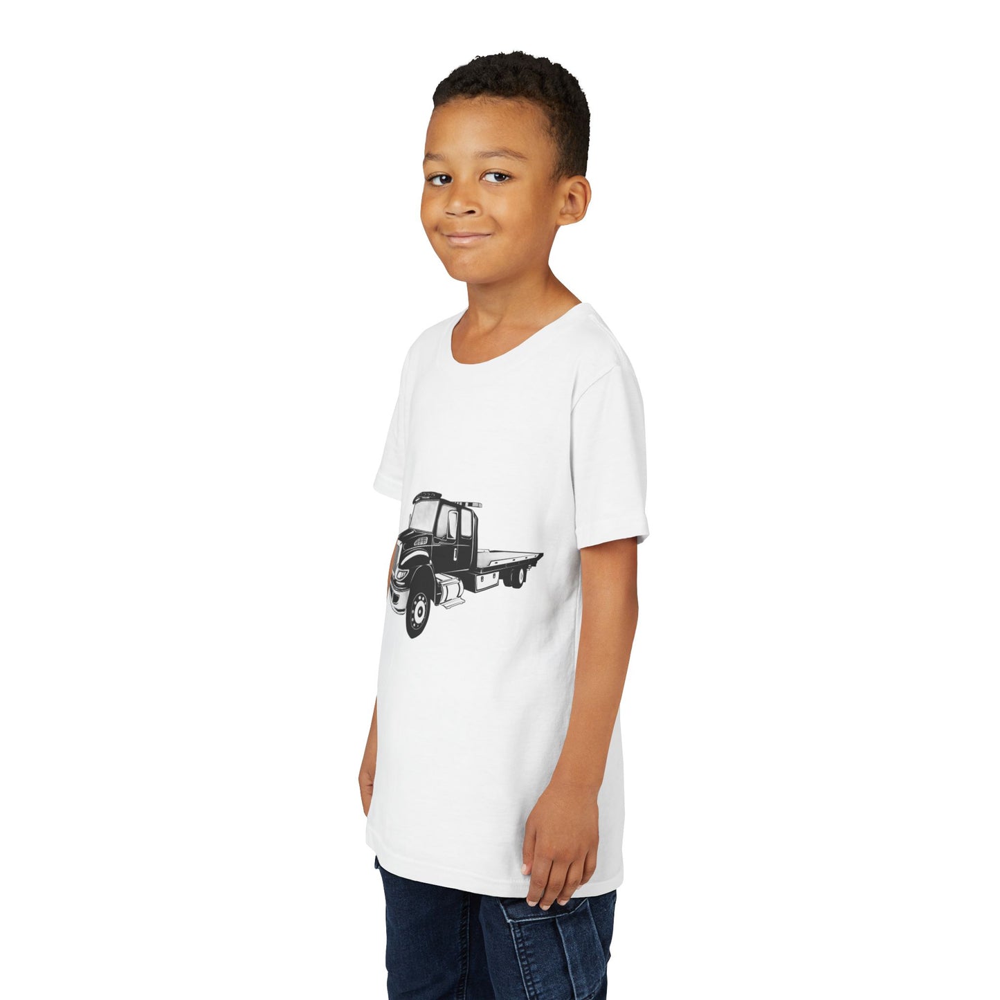 Flatbed Tow Truck Youth Unisex Short Sleeve Crewneck Tee