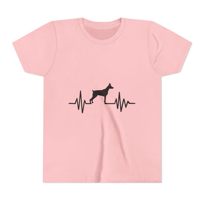 My Heart Beats For Dobermans Youth Unisex Short Sleeve Crewneck Tee