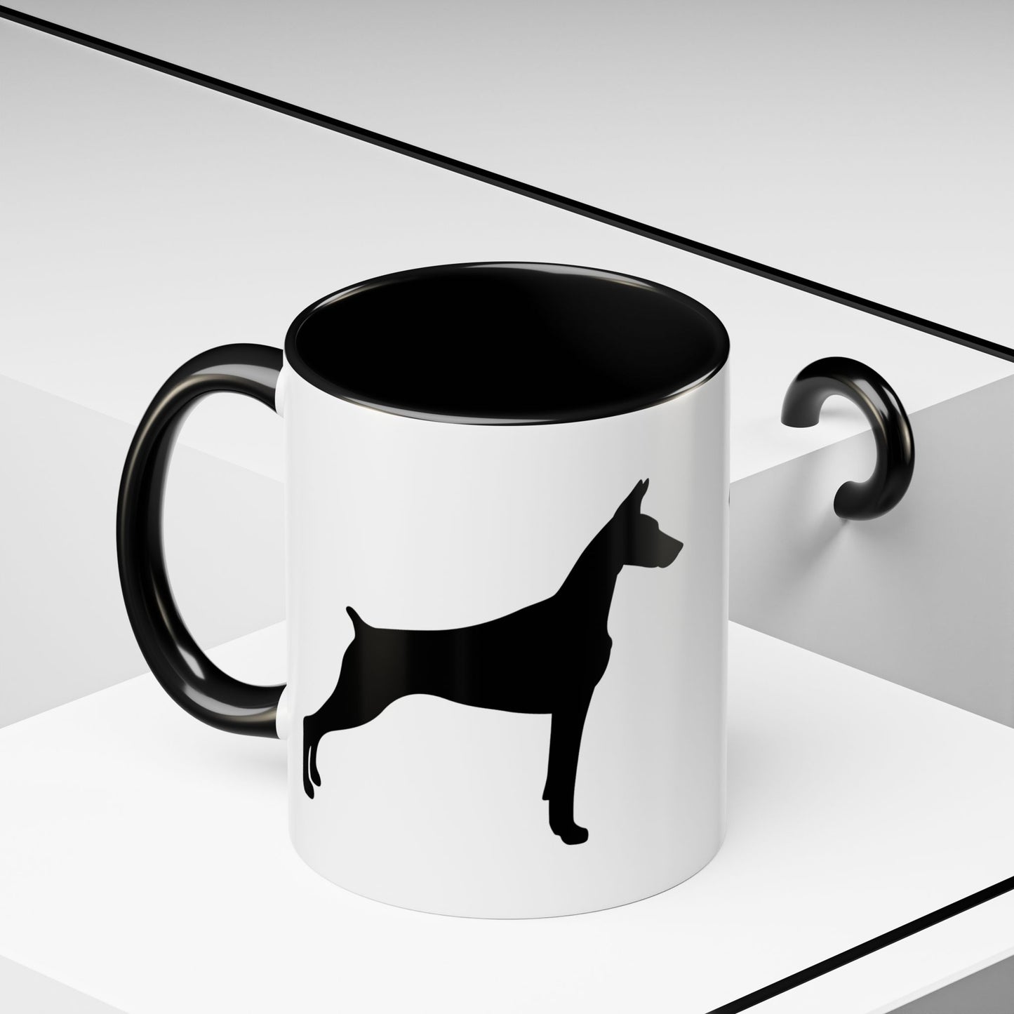 Doberman Silhouette 2-Tone Coffee Mug