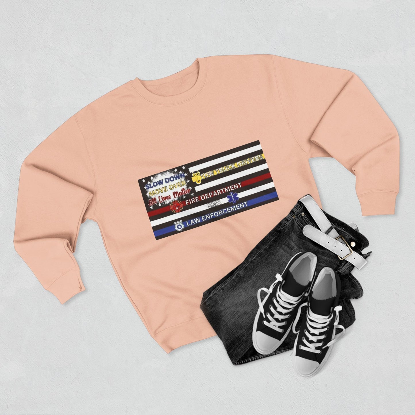 Slow Down Move Over Flag Unisex Crewneck Sweatshirt