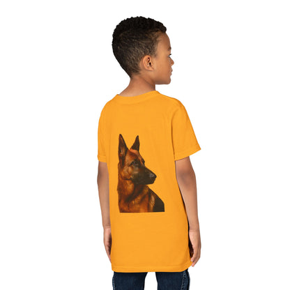 German Shepherd Head Youth Unisex Short Sleeve Crewneck Tee