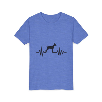 My Heart Beats For Dobermans Youth Unisex Short Sleeve Crewneck Tee