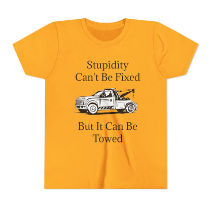 Stupidity Wheel Lift Tow Truck Youth Unisex Short Sleeve Crewneck Tee