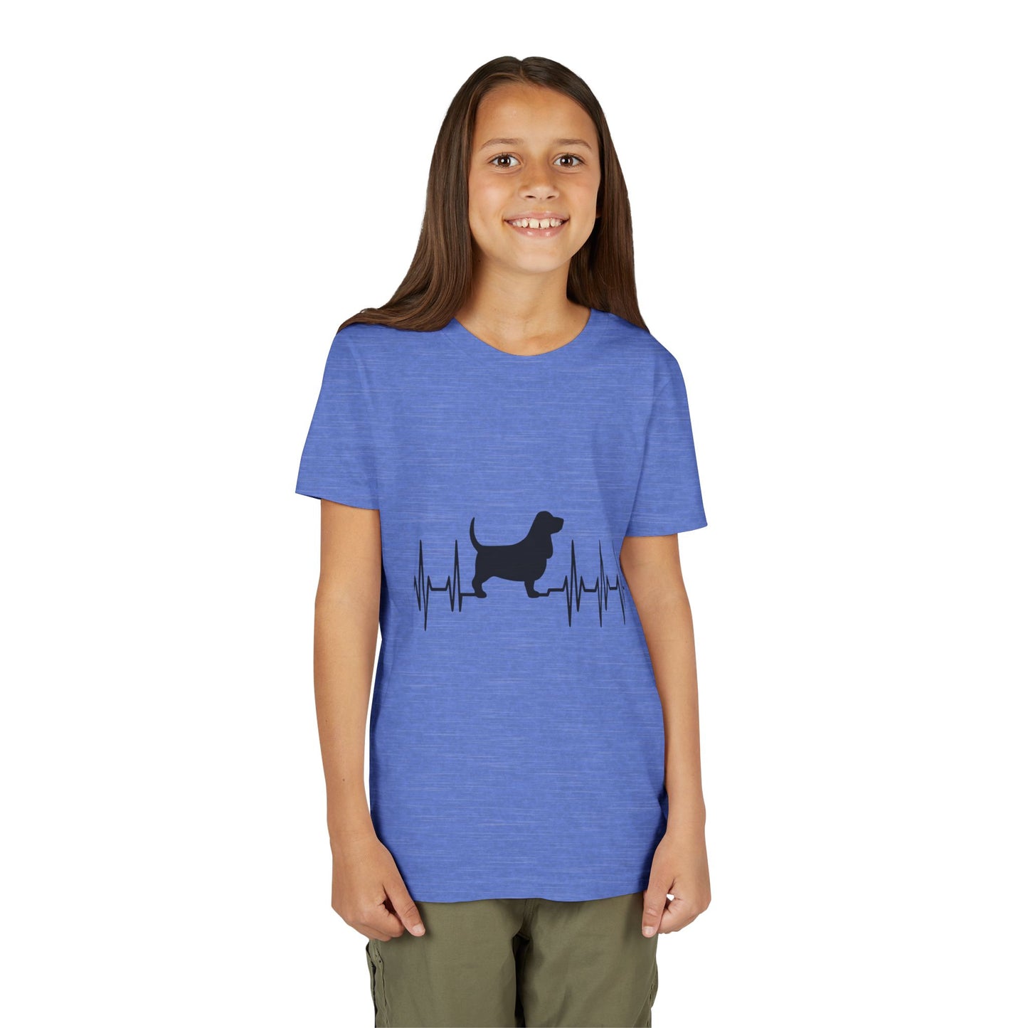 My Heart Beats For Bassets Youth Unisex Short Sleeve Crewneck Tee