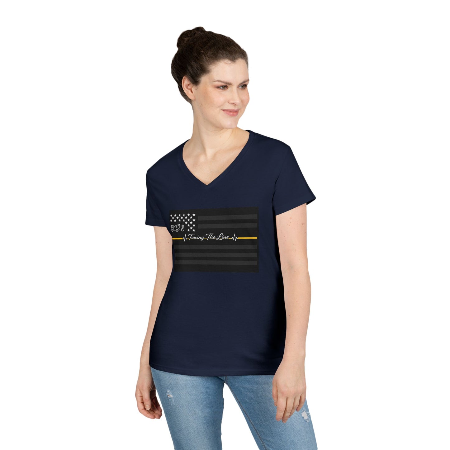 Thin Yellow Line Women's V-Neck T-Shirt