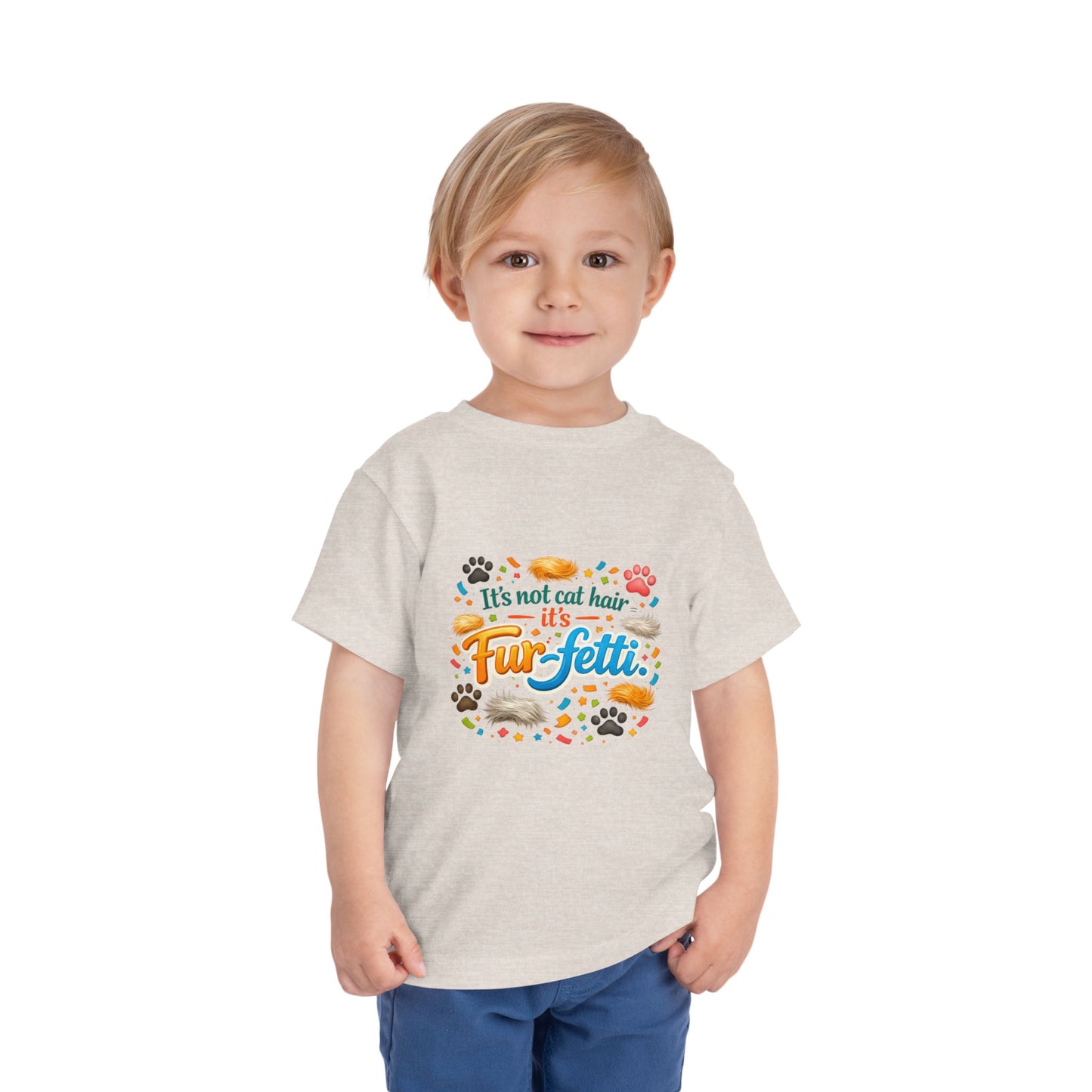 Fur-Fetti Cat Toddler Unisex Short Sleeve Crewneck Tee