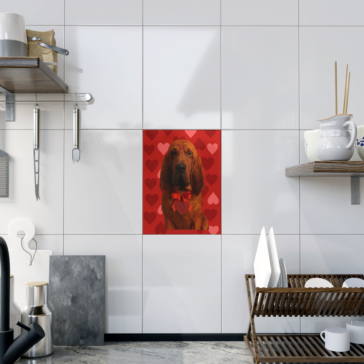 Cupid's Companion Bloodhound Ceramic Photo Tile