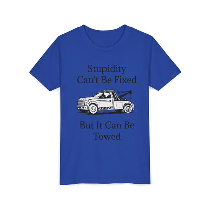 Stupidity Wheel Lift Tow Truck Youth Unisex Short Sleeve Crewneck Tee