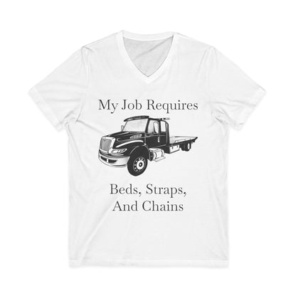 Beds, Straps, And Chains Unisex Short Sleeve V-Neck Tee