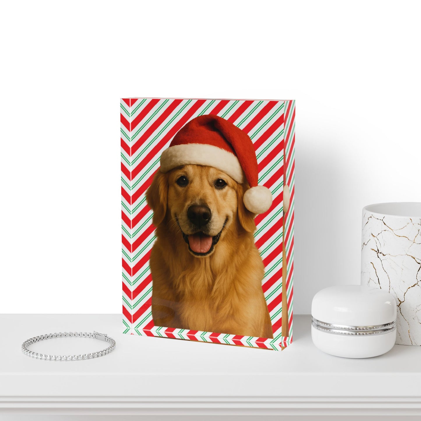 Santa Paws Golden Acrylic Photo Block