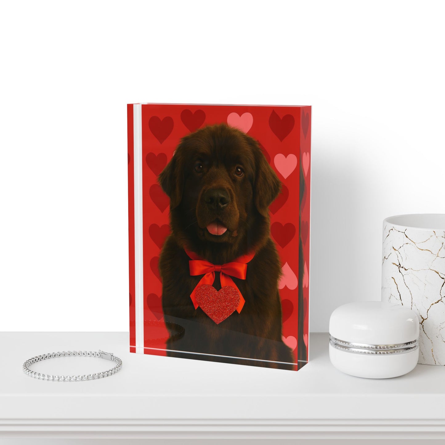 Cupid's Companion Newfie Acrylic Photo Block
