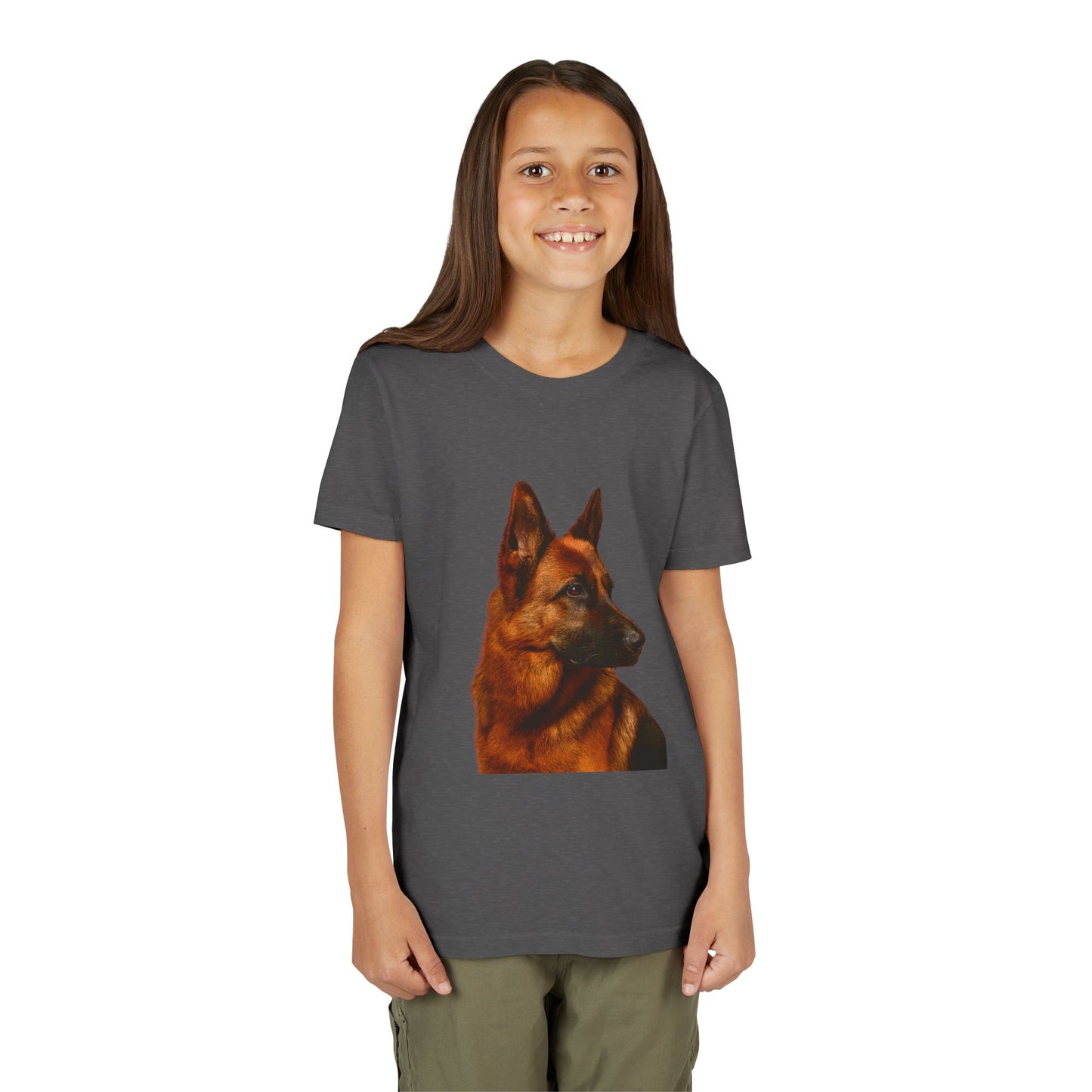 German Shepherd Head Youth Unisex Short Sleeve Crewneck Tee