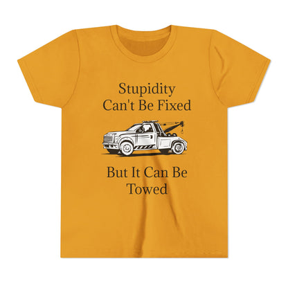 Stupidity Wheel Lift Tow Truck Youth Unisex Short Sleeve Crewneck Tee