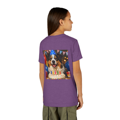 Birthday Buddy Aussie Youth Unisex Short Sleeve Crewneck Tee