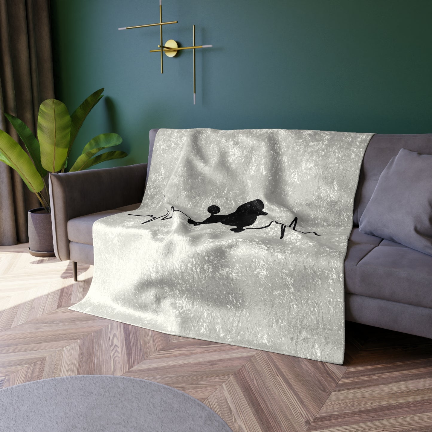 My Heart Beats For Poodles Crushed Velvet Blanket